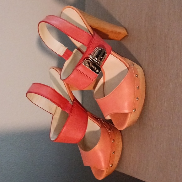 Coach Darcy open toed platform Heels 👠 Orange - Picture 6 of 11